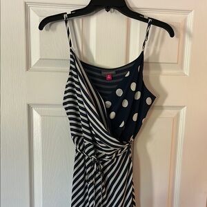 Vince Camuto Navy and White Patterned Dress
